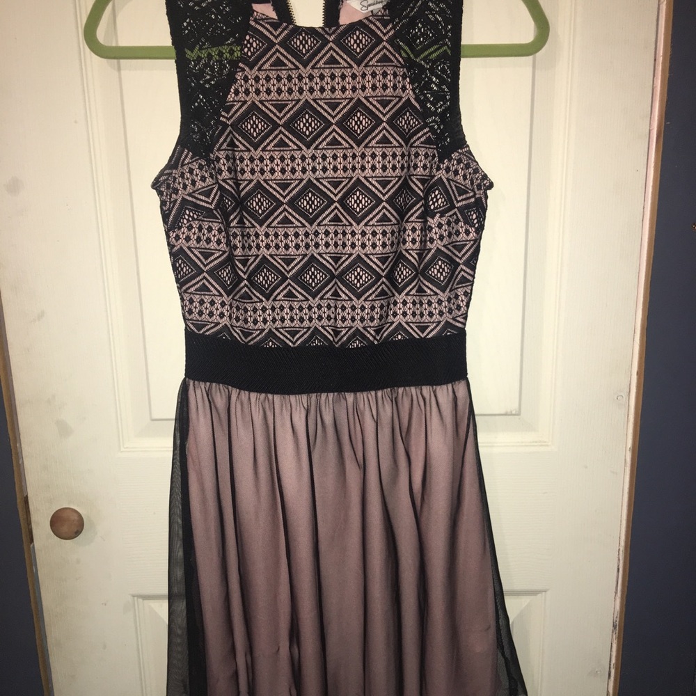 Formal black lace dress.